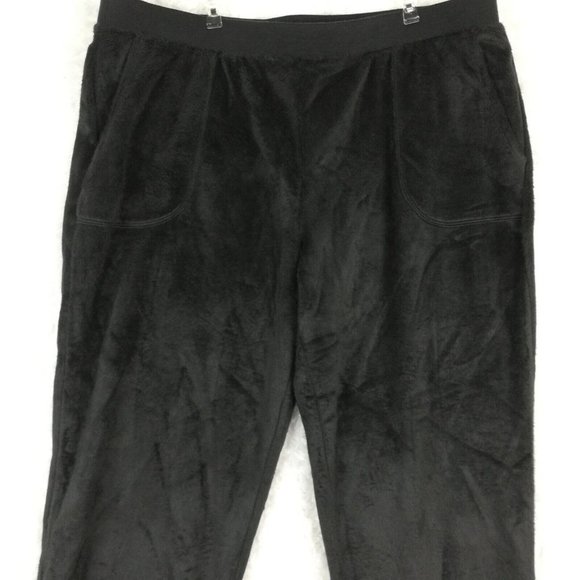 AnyBody Womens Pants Joggers‎ Fuzzy Black Pockets Pull On Elastic Waist L - Picture 3 of 12